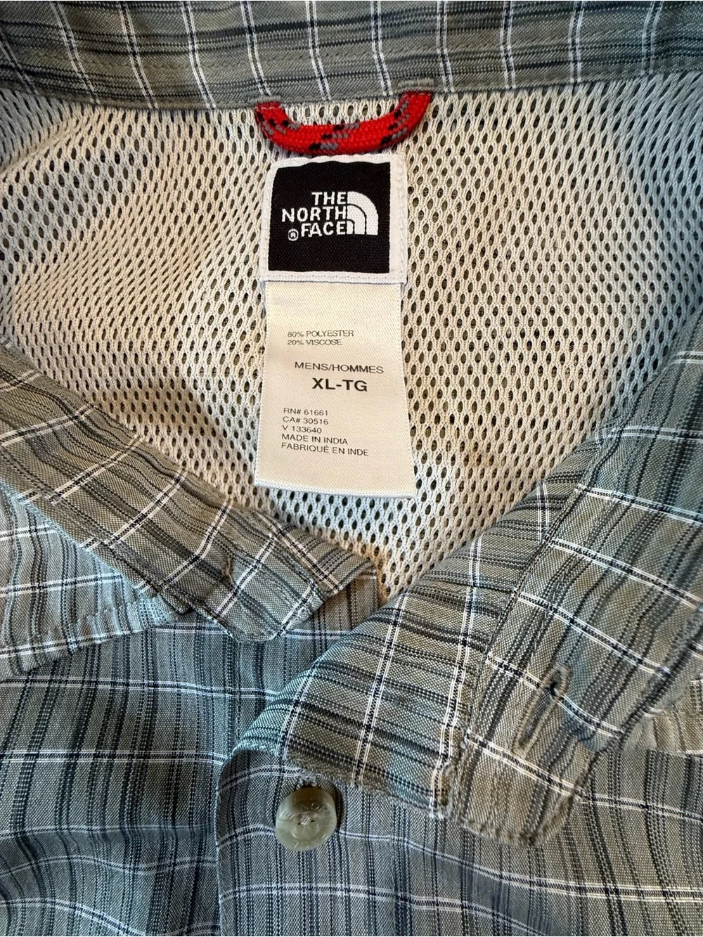 The North Face Men’s Gray Plaid Short-Sleeve Button-Down Shirt